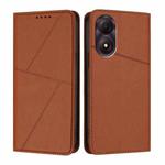 For ZTE Blade A34 Strong Magnetic Frosted Flip Leather Phone Case(Coffee Color)