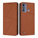 For ZTE Blade A53 Strong Magnetic Frosted Flip Leather Phone Case(Coffee Color)