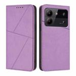 For ZTE Blade A54 Strong Magnetic Frosted Flip Leather Phone Case(Light Purple)