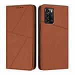 For ZTE Blade A72 Strong Magnetic Frosted Flip Leather Phone Case(Coffee Color)