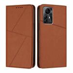 For ZTE Blade A72s Strong Magnetic Frosted Flip Leather Phone Case(Coffee Color)