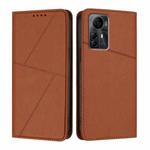 For ZTE Blade V41 Smart Strong Magnetic Frosted Flip Leather Phone Case(Coffee Color)