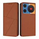 For ZTE nubia Music Strong Magnetic Frosted Flip Leather Phone Case(Coffee Color)