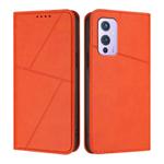 For OnePlus 9 Strong Magnetic Frosted Flip Leather Phone Case(Orange)