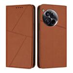 For OnePlus 12 Strong Magnetic Frosted Flip Leather Phone Case(Coffee Color)