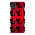 For Samsung Galaxy A21s Shockproof Painted Transparent TPU Protective Case(Black Cats)