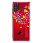 For Samsung Galaxy A21s Shockproof Painted Transparent TPU Protective Case(Tree Cat)