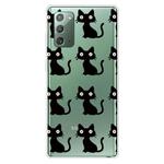 For Samsung Galaxy Note20 Shockproof Painted Transparent TPU Protective Case(Black Cats)