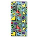 For Samsung Galaxy Note20 Shockproof Painted Transparent TPU Protective Case(Hearts)