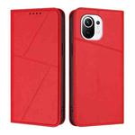 For Xiaomi Mi 11 Strong Magnetic Frosted Flip Leather Phone Case(Red)