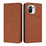 For Xiaomi Mi 11 Strong Magnetic Frosted Flip Leather Phone Case(Coffee Color)