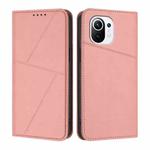 For Xiaomi Mi 11 Strong Magnetic Frosted Flip Leather Phone Case(Pink)