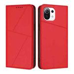 For Xiaomi Mi 11 Lite Strong Magnetic Frosted Flip Leather Phone Case(Red)