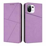 For Xiaomi Mi 11 Lite Strong Magnetic Frosted Flip Leather Phone Case(Light Purple)