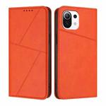 For Xiaomi Mi 11 Lite Strong Magnetic Frosted Flip Leather Phone Case(Orange)