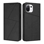 For Xiaomi Mi 11 Lite Strong Magnetic Frosted Flip Leather Phone Case(Black)