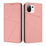 For Xiaomi Mi 11 Lite Strong Magnetic Frosted Flip Leather Phone Case(Pink)