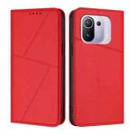 For Xiaomi Mi 11 Pro Strong Magnetic Frosted Flip Leather Phone Case(Red)