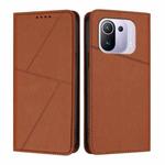 For Xiaomi Mi 11 Pro Strong Magnetic Frosted Flip Leather Phone Case(Coffee Color)