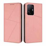For Xiaomi 11T Strong Magnetic Frosted Flip Leather Phone Case(Pink)