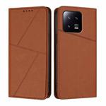 For Xiaomi 13 Strong Magnetic Frosted Flip Leather Phone Case(Coffee Color)