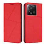 For Xiaomi 13T Strong Magnetic Frosted Flip Leather Phone Case(Red)