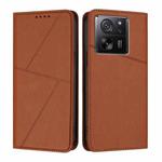 For Xiaomi 13T Strong Magnetic Frosted Flip Leather Phone Case(Coffee Color)