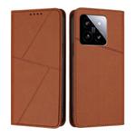For Xiaomi 14 Strong Magnetic Frosted Flip Leather Phone Case(Coffee Color)