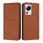 For Xiaomi 13 Lite / Civi 2 Strong Magnetic Frosted Flip Leather Phone Case(Coffee Color)