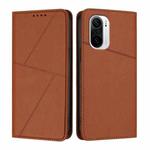 For Xiaomi Poco F3 / Redmi K40 Strong Magnetic Frosted Flip Leather Phone Case(Coffee Color)