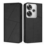For Xiaomi Poco F6 Strong Magnetic Frosted Flip Leather Phone Case(Black)