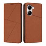 For Xiaomi Poco X7 Pro Strong Magnetic Frosted Flip Leather Phone Case(Coffee Color)