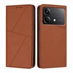 For Xiaomi Poco X6 Neo 5G Strong Magnetic Frosted Flip Leather Phone Case(Coffee Color)