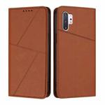 For Samsung Galaxy Note10+ 5G Strong Magnetic Frosted Flip Leather Phone Case(Coffee Color)