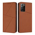 For Samsung Galaxy Note20 5G Strong Magnetic Frosted Flip Leather Phone Case(Coffee Color)