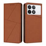 For Xiaomi Poco X6 Pro 5G / Redmi K70E Strong Magnetic Frosted Flip Leather Phone Case(Coffee Color)