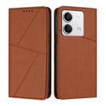 For Redmi Note 13 5G Strong Magnetic Frosted Flip Leather Phone Case(Coffee Color)