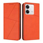 For Redmi Note 13 5G Strong Magnetic Frosted Flip Leather Phone Case(Orange)