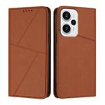 For Xiaomi Poco F5 / Redmi Note 12 Turbo Strong Magnetic Frosted Flip Leather Phone Case(Coffee Color)