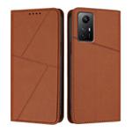 For Redmi Note 12S Strong Magnetic Frosted Flip Leather Phone Case(Coffee Color)