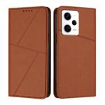 For Redmi Note 12 Pro 5G Global Strong Magnetic Frosted Flip Leather Phone Case(Coffee Color)