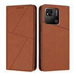 For Redmi 10A Strong Magnetic Frosted Flip Leather Phone Case(Coffee Color)