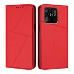 For Redmi 10C Strong Magnetic Frosted Flip Leather Phone Case(Red)