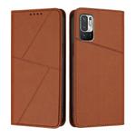 For Redmi 10 Strong Magnetic Frosted Flip Leather Phone Case(Coffee Color)