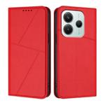 For Redmi Note 14 4G 164.84mm Strong Magnetic Frosted Flip Leather Phone Case(Red)