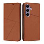 For Samsung Galaxy S25 5G / S24 5G Strong Magnetic Frosted Flip Leather Phone Case(Coffee Color)