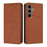 For Samsung Galaxy S25+ 5G / S24+ 5G Strong Magnetic Frosted Flip Leather Phone Case(Coffee Color)