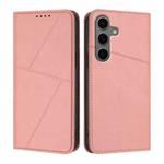 For Samsung Galaxy S25+ 5G / S24+ 5G Strong Magnetic Frosted Flip Leather Phone Case(Pink)