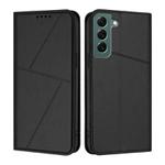 For Samsung Galaxy S22+ 5G Strong Magnetic Frosted Flip Leather Phone Case(Black)
