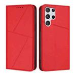 For Samsung Galaxy S22 Ultra 5G Strong Magnetic Frosted Flip Leather Phone Case(Red)